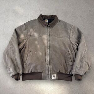 Vtg Carhartt Quilted Santa Fe Jacket "Chestnut" J14 CHT 2XL Distressed Faded